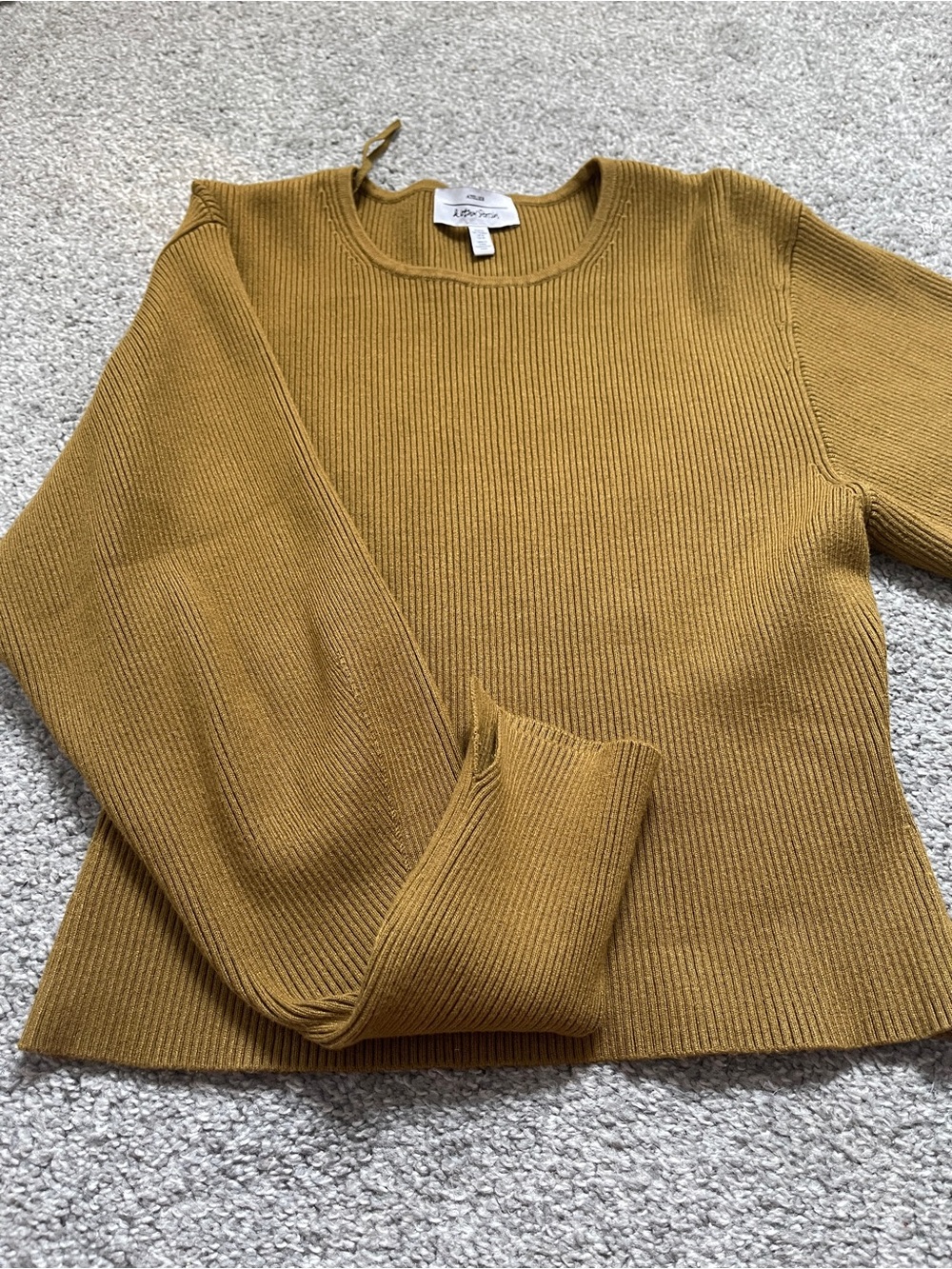 & Other Stories Ribbed Crewneck Sweater in Mustard Yellow